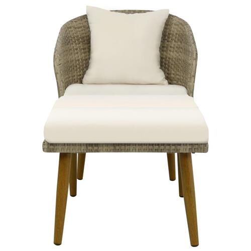 Udendørs chaiselong i polyrattan grå/beige