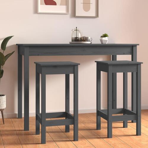 Barstole 2 stk. 40x40x78 cm massivt fyrretræ grå