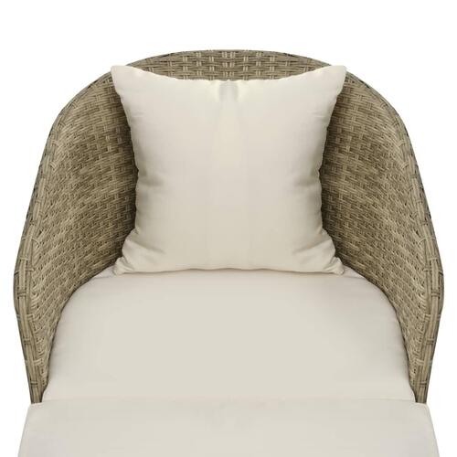 Udendørs chaiselong i polyrattan grå/beige