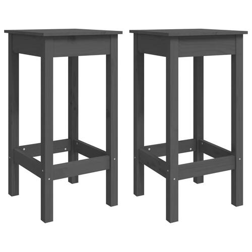 Barstole 2 stk. 40x40x78 cm massivt fyrretræ grå