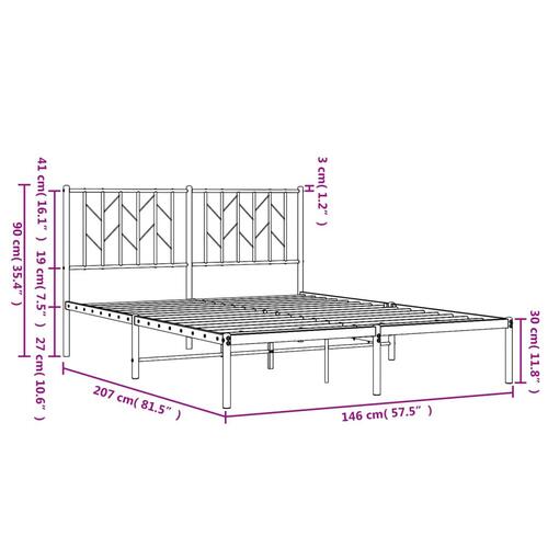 Sengeramme med sengegavl 140x200 cm metal sort