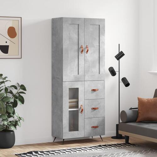 Højskab 69,5x34x180 cm konstrueret træ betongrå