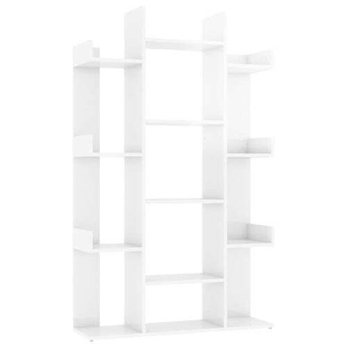 Bogreol 86x25,5x140 cm konstrueret træ hvid højglans