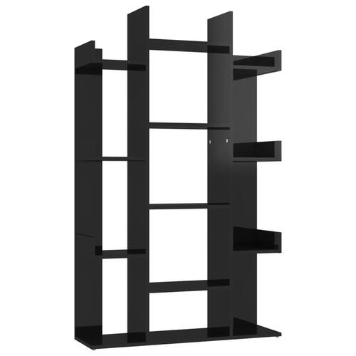 Bogreol 86x25,5x140 cm konstrueret træ sort højglans