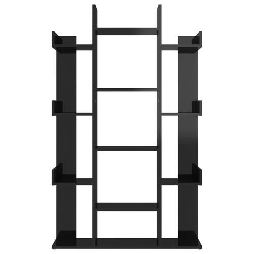 Bogreol 86x25,5x140 cm konstrueret træ sort højglans