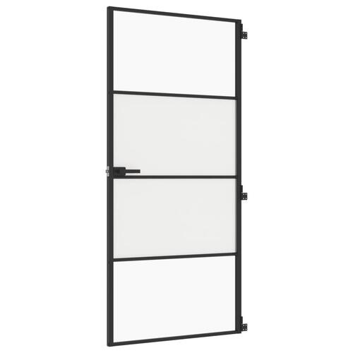 Dør 93x201,5 cm hærdet glas og aluminium sort