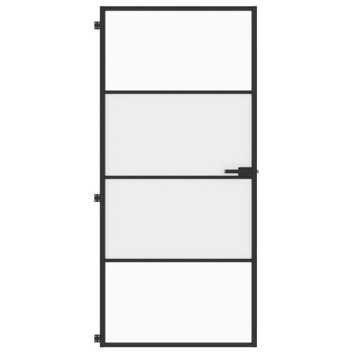 Dør 93x201,5 cm hærdet glas og aluminium sort