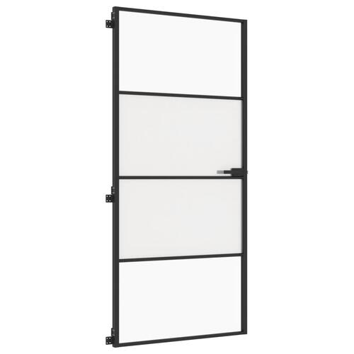 Dør 93x201,5 cm hærdet glas og aluminium sort