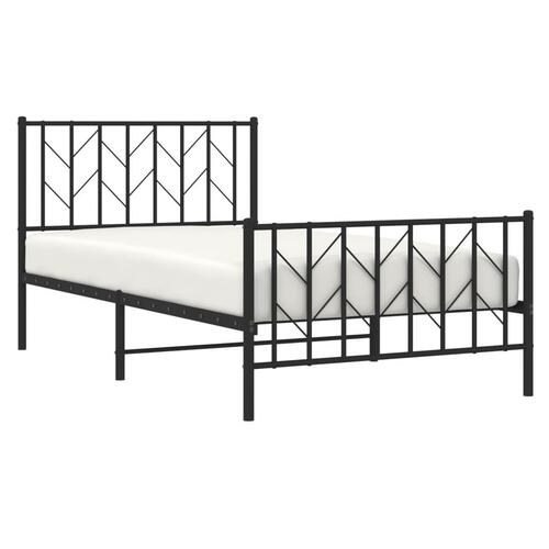 Sengeramme med sengegavl og fodgærde 100x200 cm metal sort