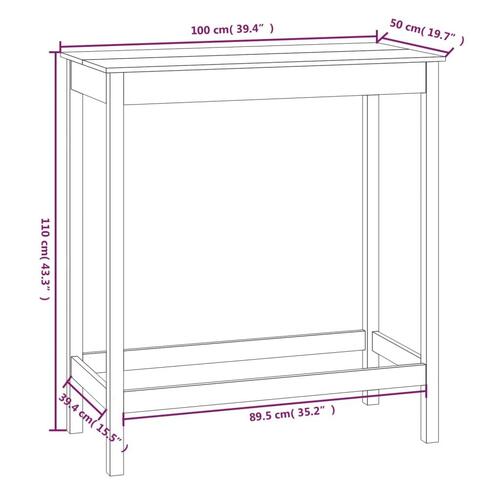 Barbord 100x50x110 cm massivt fyrretræ