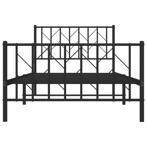 Sengeramme med sengegavl og fodgærde 100x200 cm metal sort