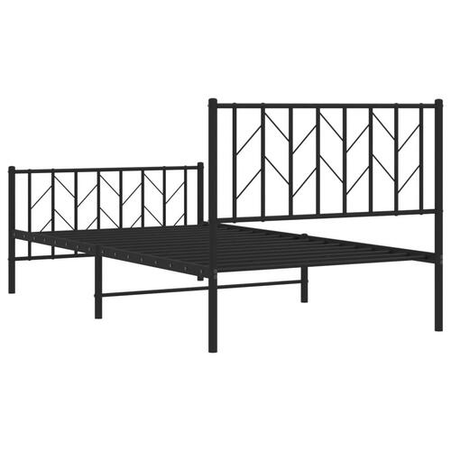 Sengeramme med sengegavl og fodgærde 100x200 cm metal sort