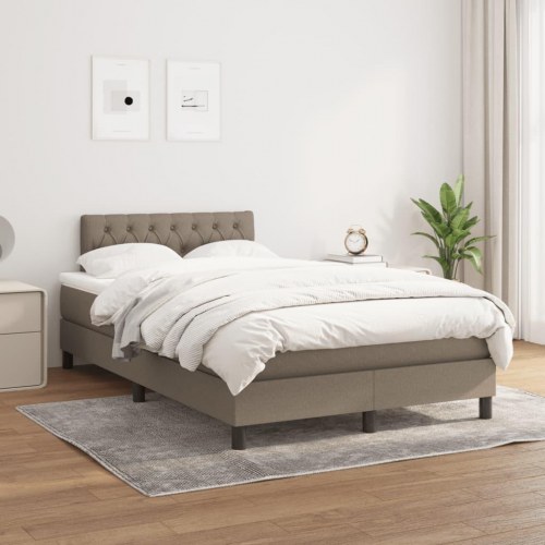 Kontinentalseng med madras 120x190 cm - stof gråbrun