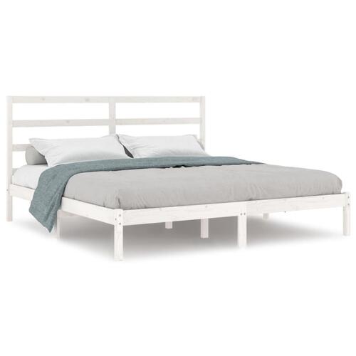 Sengeramme uden madras 200x200 cm massivt fyrretræ hvid