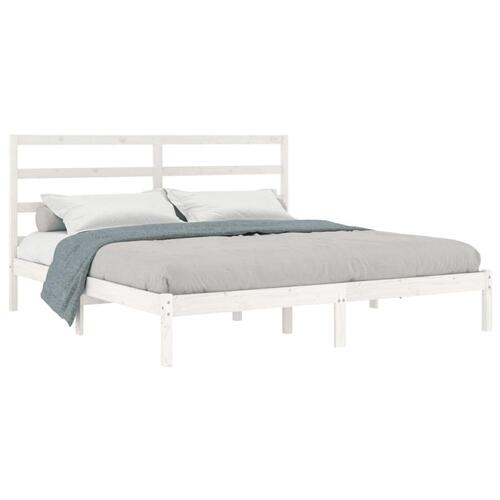 Sengeramme uden madras 200x200 cm massivt fyrretræ hvid