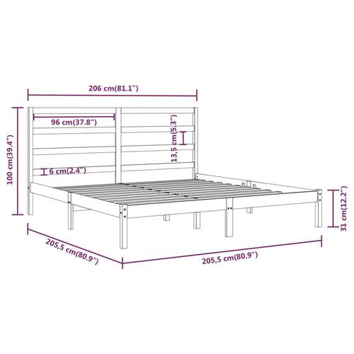 Sengeramme uden madras 200x200 cm massivt fyrretræ hvid