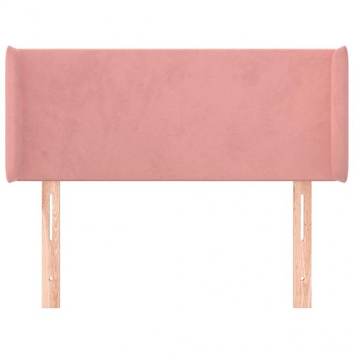 Sengegavl med kanter 93x16x78/88 cm - fløjl, lyserød