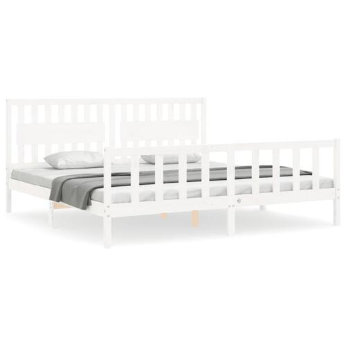 Sengeramme uden madras 200x200 cm massivt fyrretræ hvid
