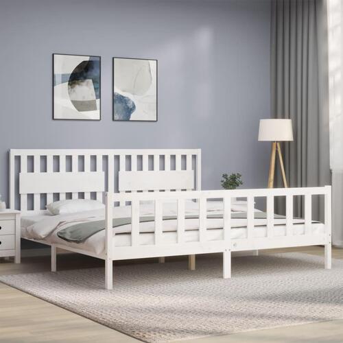 Sengeramme uden madras 200x200 cm massivt fyrretræ hvid