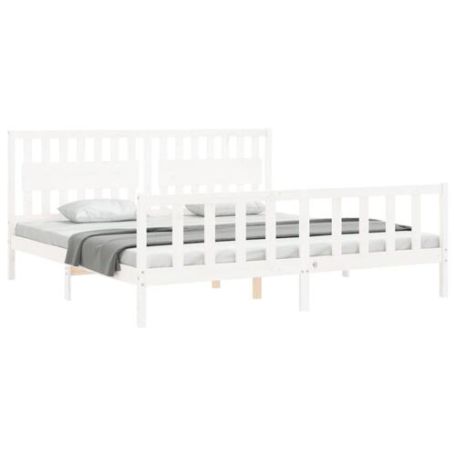 Sengeramme uden madras 200x200 cm massivt fyrretræ hvid