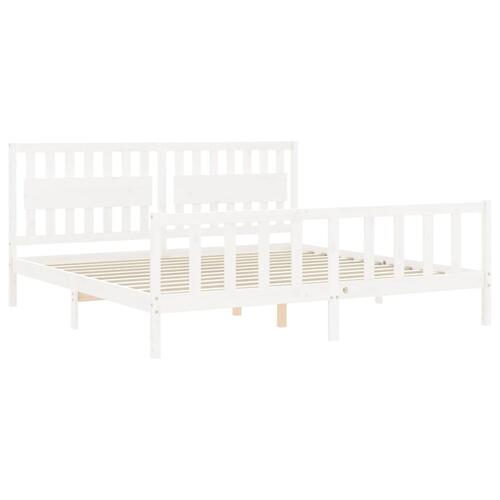 Sengeramme uden madras 200x200 cm massivt fyrretræ hvid