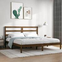 Sengeramme 200x200 cm massivt fyrretræ gyldenbrun