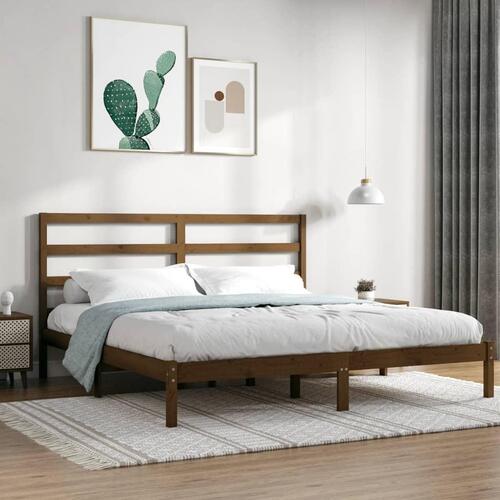Sengeramme 200x200 cm massivt fyrretræ gyldenbrun