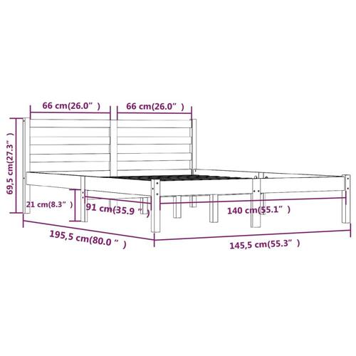 Sengeramme 140x190 cm massivt fyrretræ