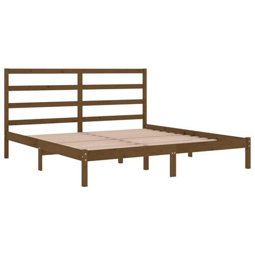 Sengeramme 200x200 cm massivt fyrretræ gyldenbrun