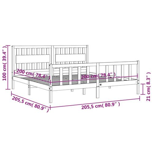 Sengeramme uden madras 200x200 cm massivt fyrretræ hvid