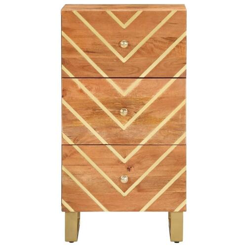 Kommode 40x33,5x75 cm massivt mangotræ brun og sort