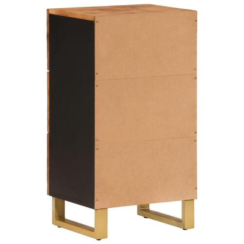 Kommode 40x33,5x75 cm massivt mangotræ brun og sort