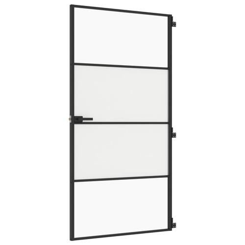 Dør 102,5x201,5 cm hærdet glas og aluminium sort