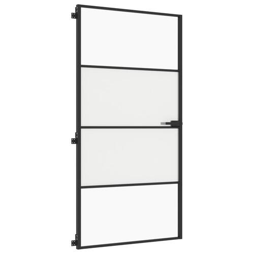 Dør 102,5x201,5 cm hærdet glas og aluminium sort