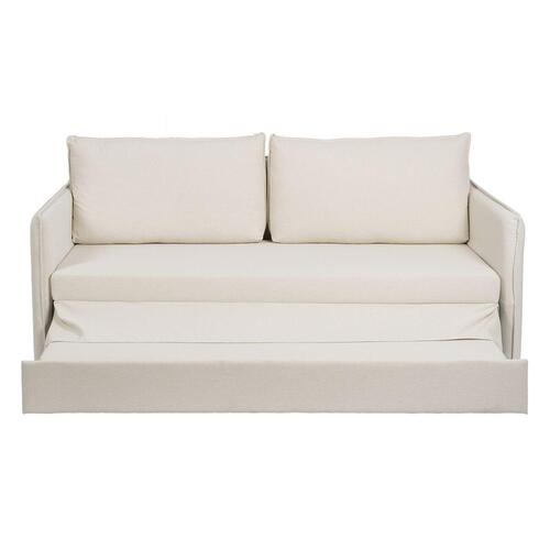 Sofa Beige Polyester Hør 210 x 93 x 95 cm