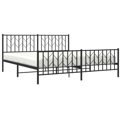 Sengeramme med sengegavl og fodgærde 180x200 cm metal sort