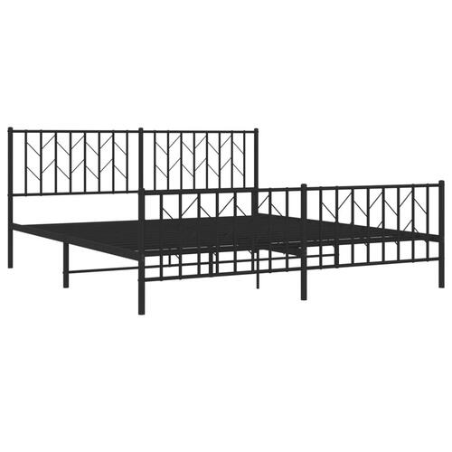 Sengeramme med sengegavl og fodgærde 180x200 cm metal sort
