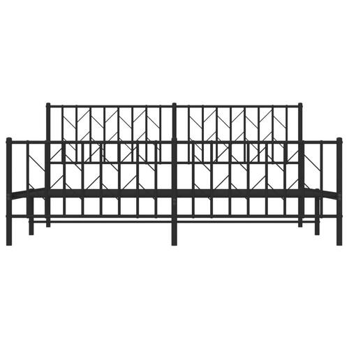 Sengeramme med sengegavl og fodgærde 180x200 cm metal sort