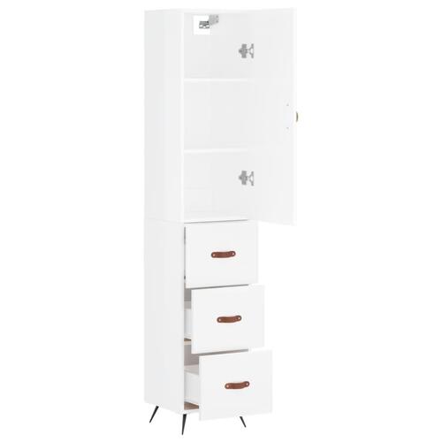 Skab 34,5x34x180 cm konstrueret træ hvid højglans