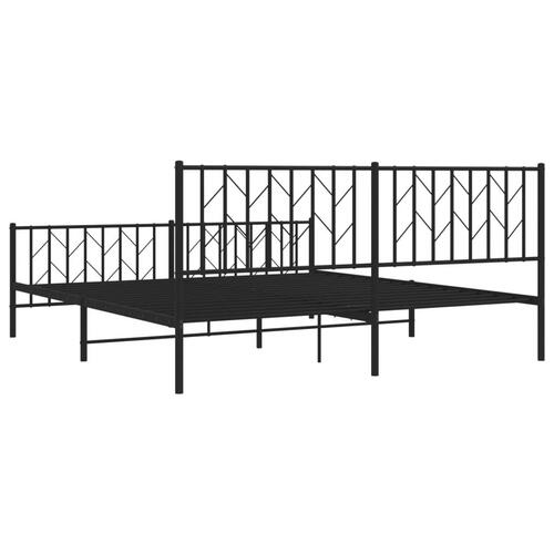 Sengeramme med sengegavl og fodgærde 180x200 cm metal sort