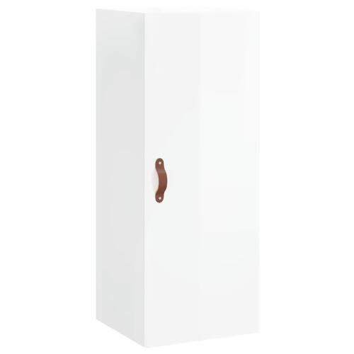 Skab 34,5x34x180 cm konstrueret træ hvid højglans