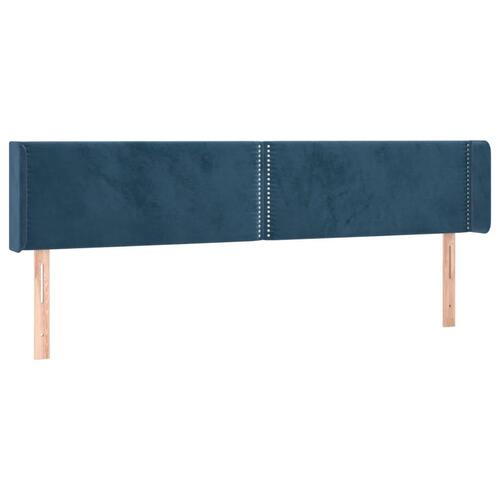 Sengegavl med kanter 183x16x78/88 cm fløjl mørkeblå