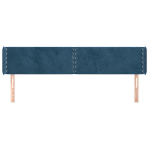 Sengegavl med kanter 183x16x78/88 cm fløjl mørkeblå