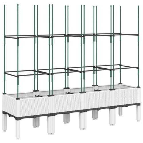 Plantekasse med espalier 160x40x142,5 cm PP hvid