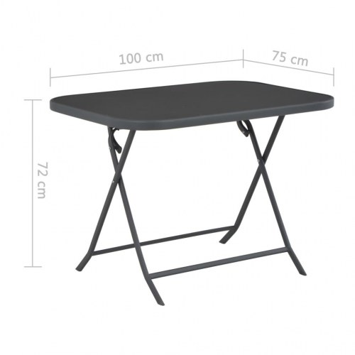Foldbart havebord 100 x 75 x 72 cm glas og stål grå