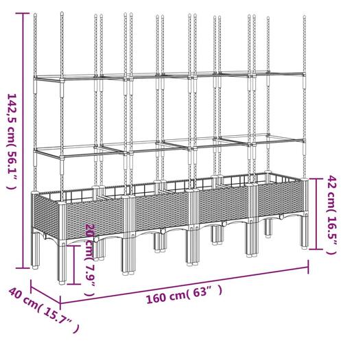 Plantekasse med espalier 160x40x142,5 cm PP hvid