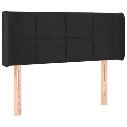 Sengegavl med kanter 83 x 16 x 78/88 cm - sort fløjl