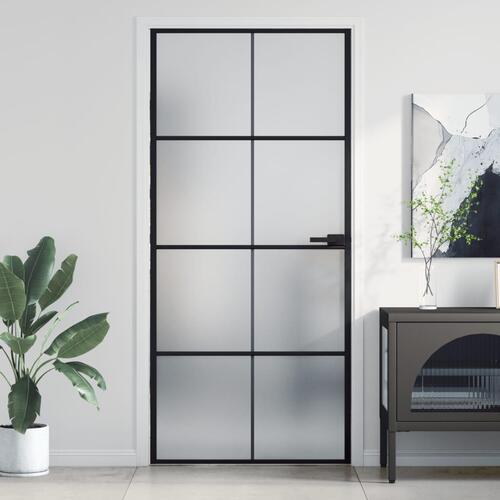 Dør 93x201,5 cm hærdet glas og aluminium sort