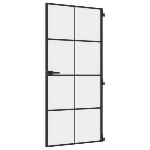 Dør 93x201,5 cm hærdet glas og aluminium sort