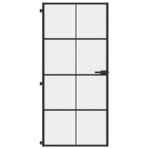 Dør 93x201,5 cm hærdet glas og aluminium sort